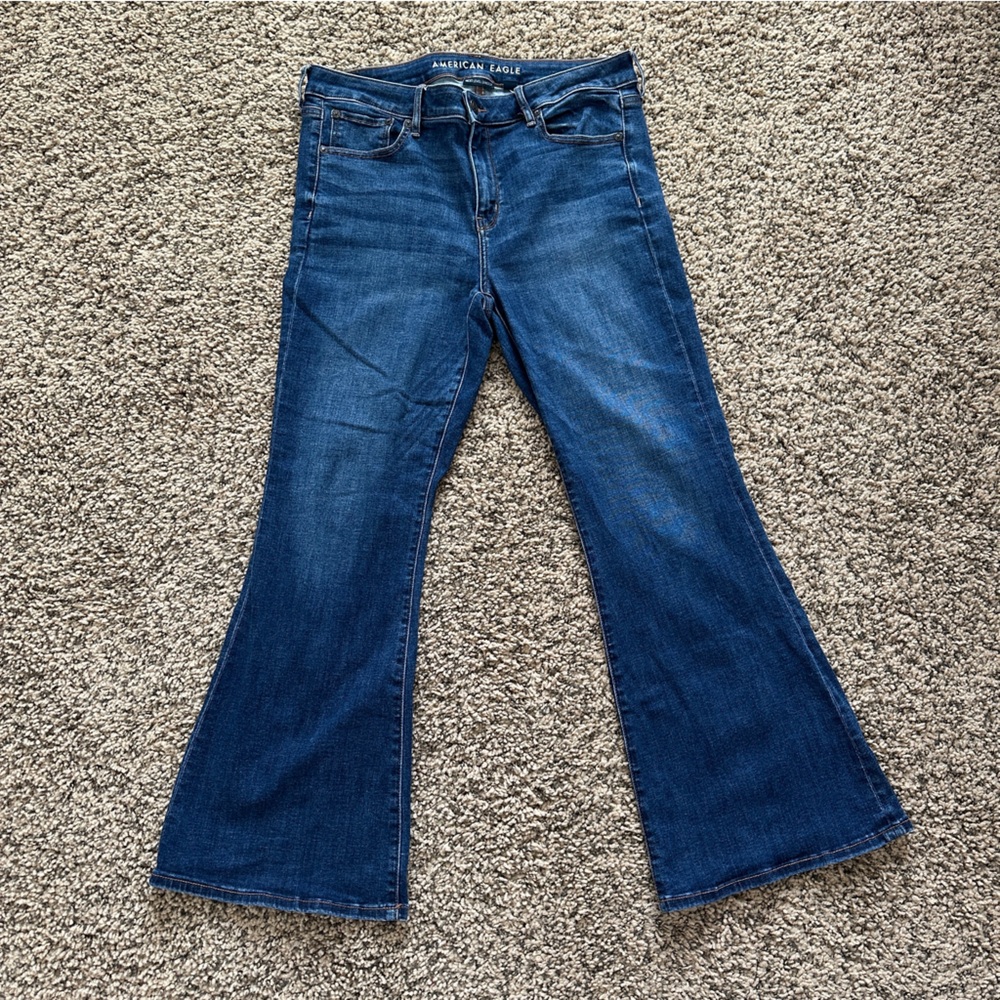 American Eagle Outfitters Women's Blue Low-rise Flare Jeans